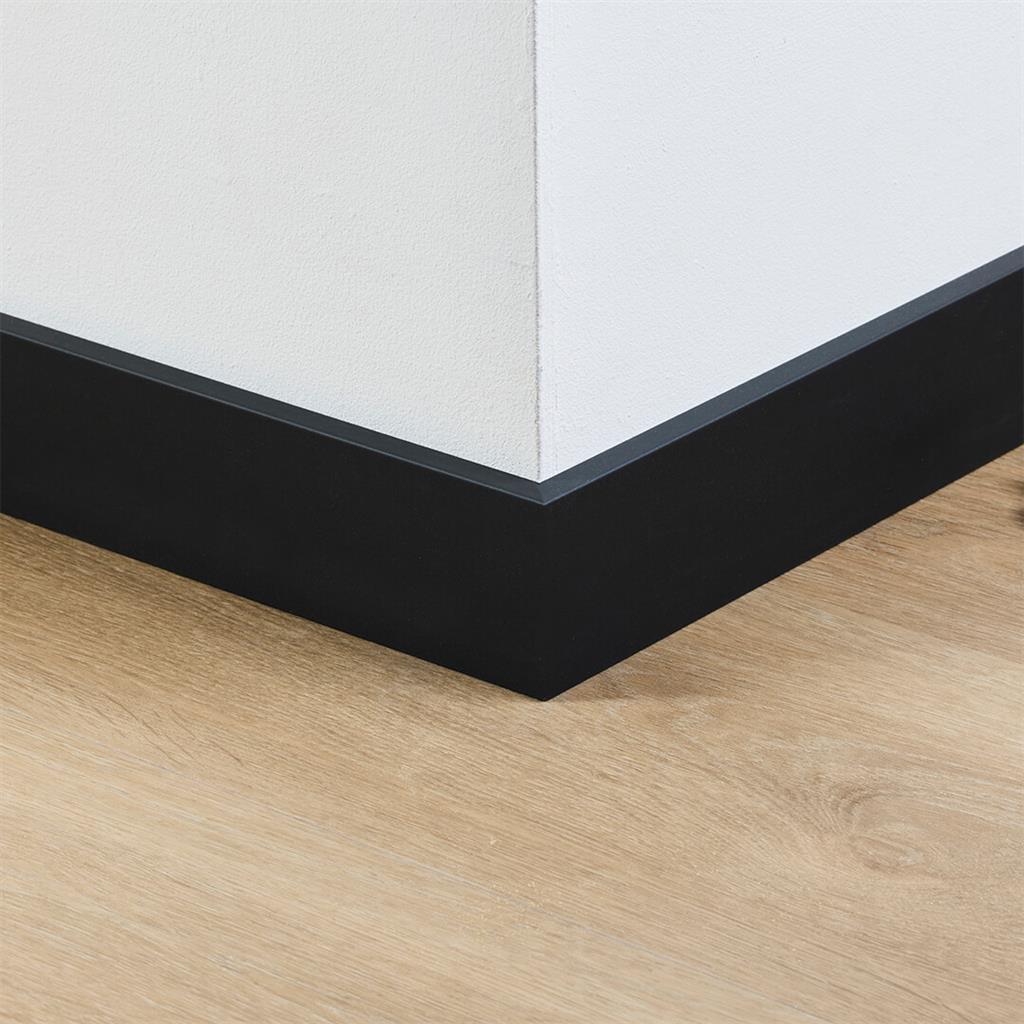 MDF plint 70x12 mm zwart gefolied Amsterdam