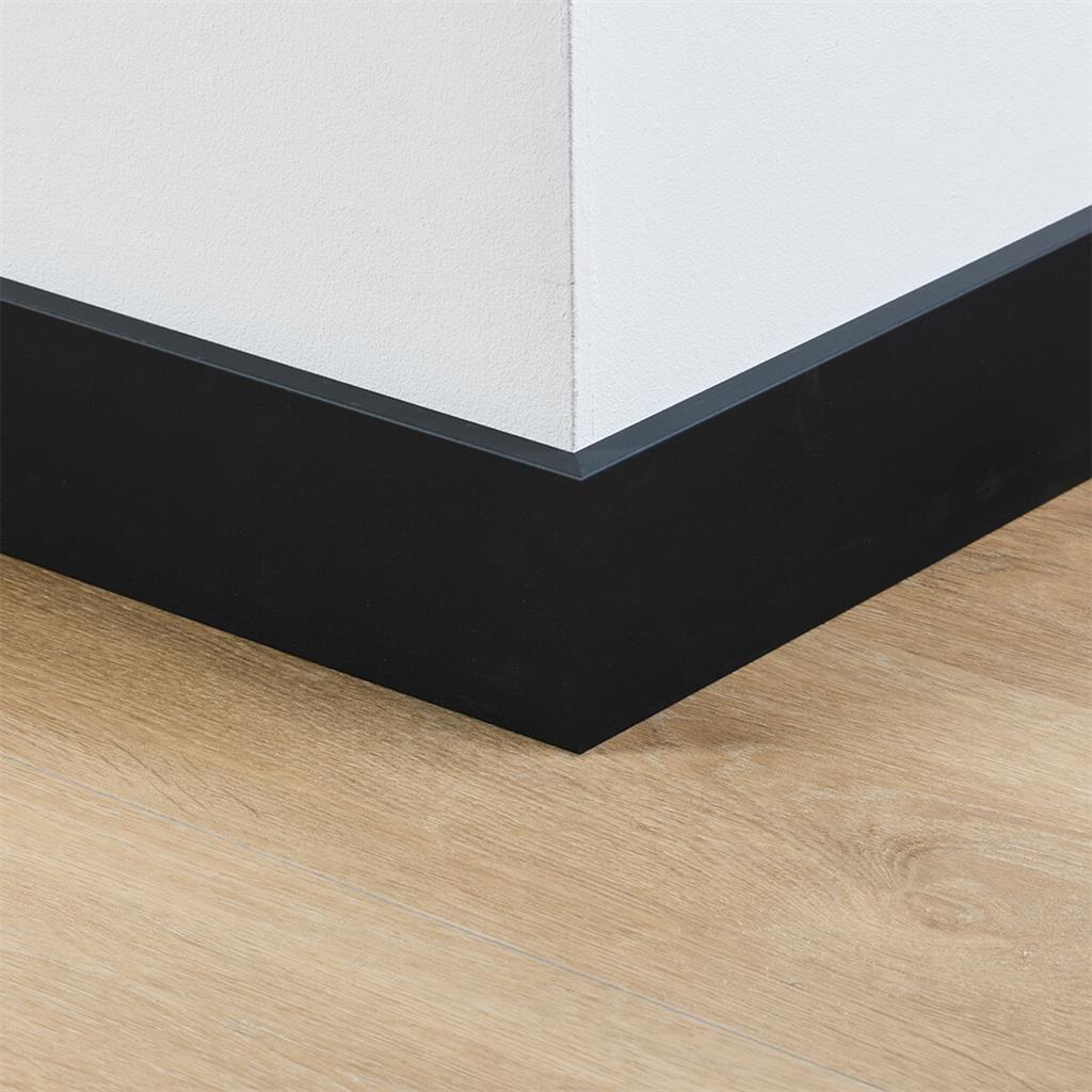MDF plint 90x15 mm zwart gefolied Amsterdam