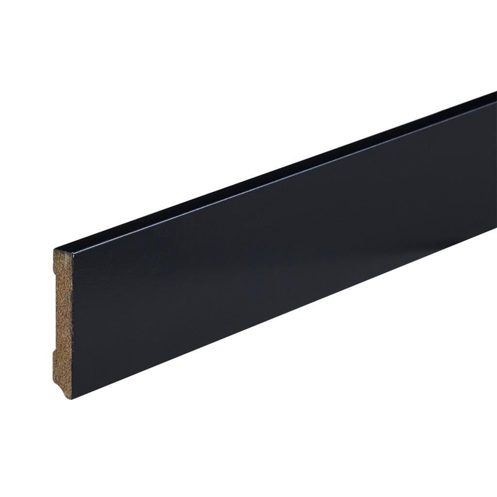Profiel en afwerking MDF plint Amsterdam 70x12 mm RAL9005 zwart gelakt