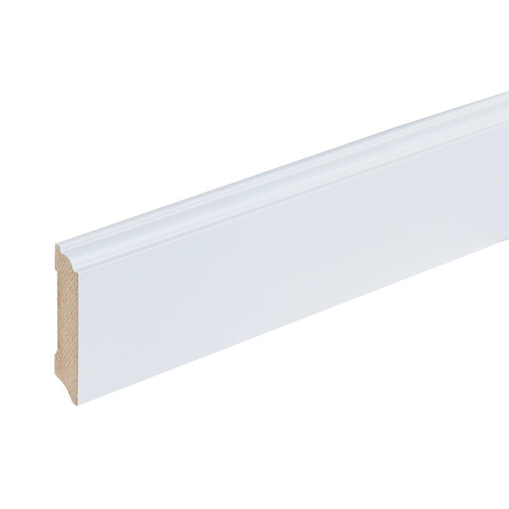 Profiel en afwerking MDF plint Praag 70x15 mm wit gefolied