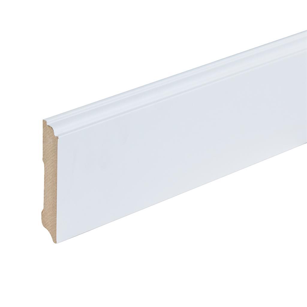 Profiel en afwerking MDF plint Praag 90x15 mm wit gefolied