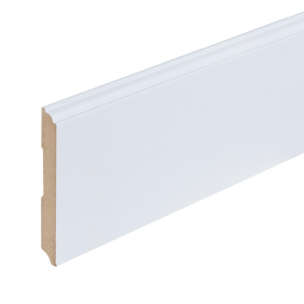 Profiel en afwerking MDF plint Praag 120x15 mm wit gefolied