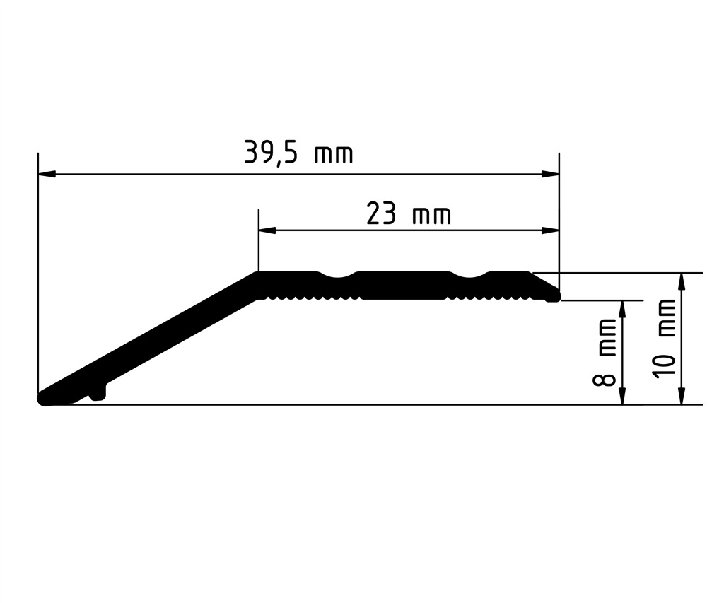 Afmeting overgangsprofiel 8mm RVS