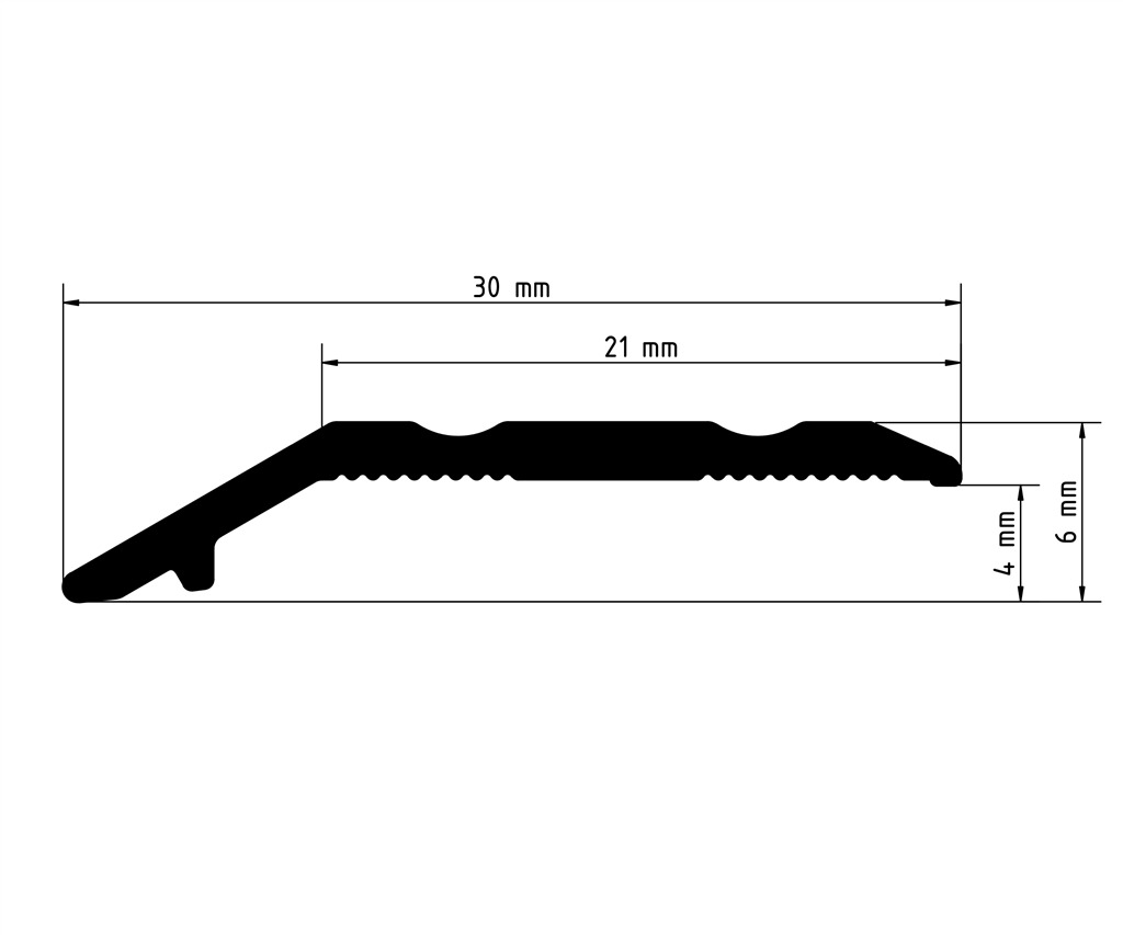 Afmetingen overgangsprofiel 4mm RVS