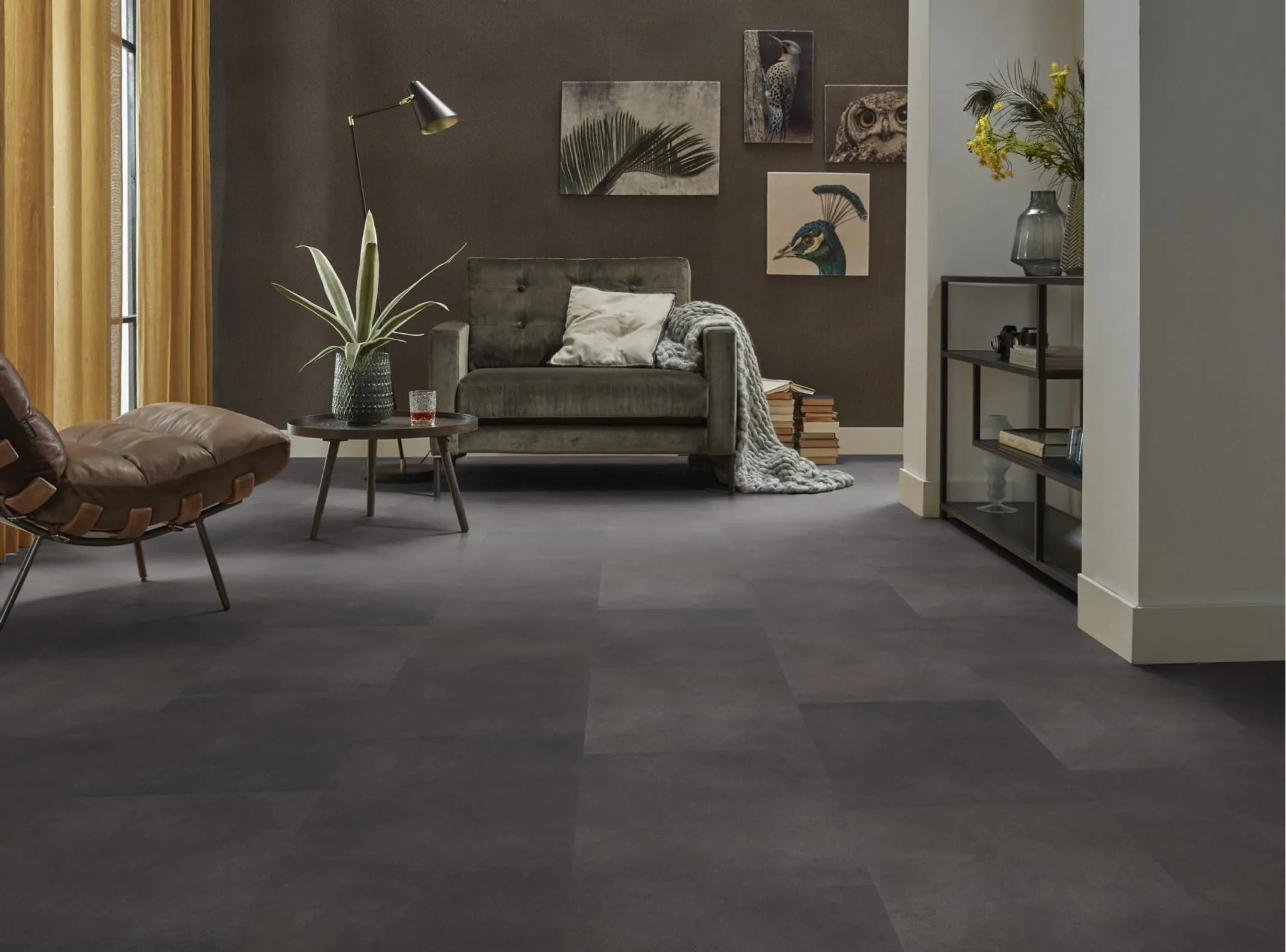 Interieur met Ambiant Baroso Anthracite PVC tegels