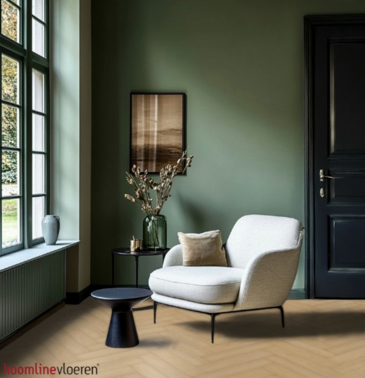 Hoomline Prestige Visgraat 5052 Aspen visgraat plak pvc in woonkamer sfeerfoto