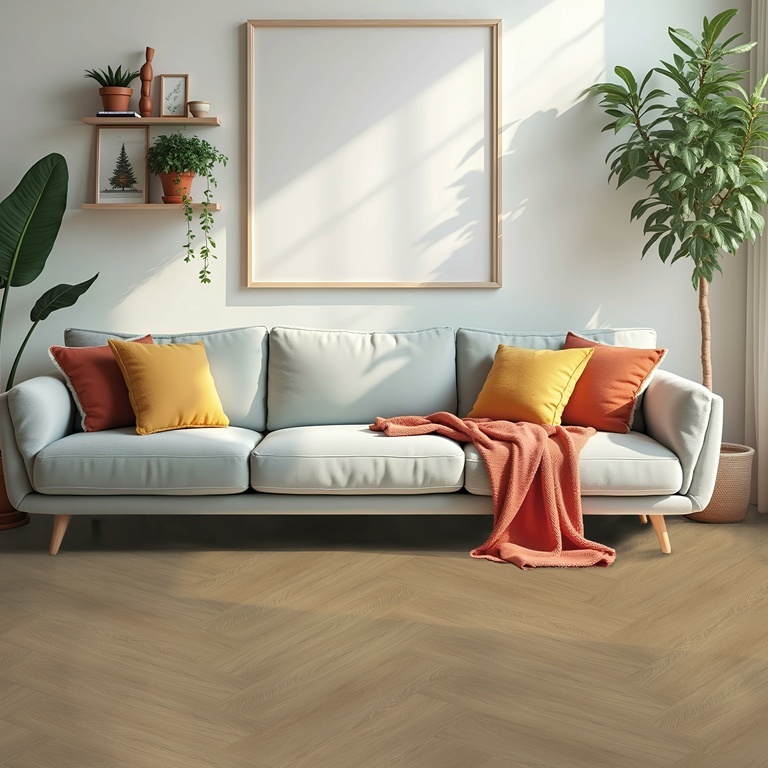Lichte eikenlook van Bodiax Aringa Beach Oak in visgraatpatroon