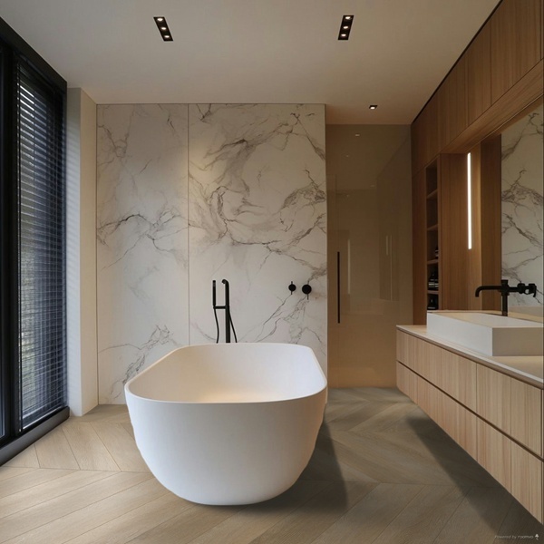 Hoomline The Hamptons Chevron 939 Brentwood Hongaarse punt plak pvc in woonkamer sfeerfoto