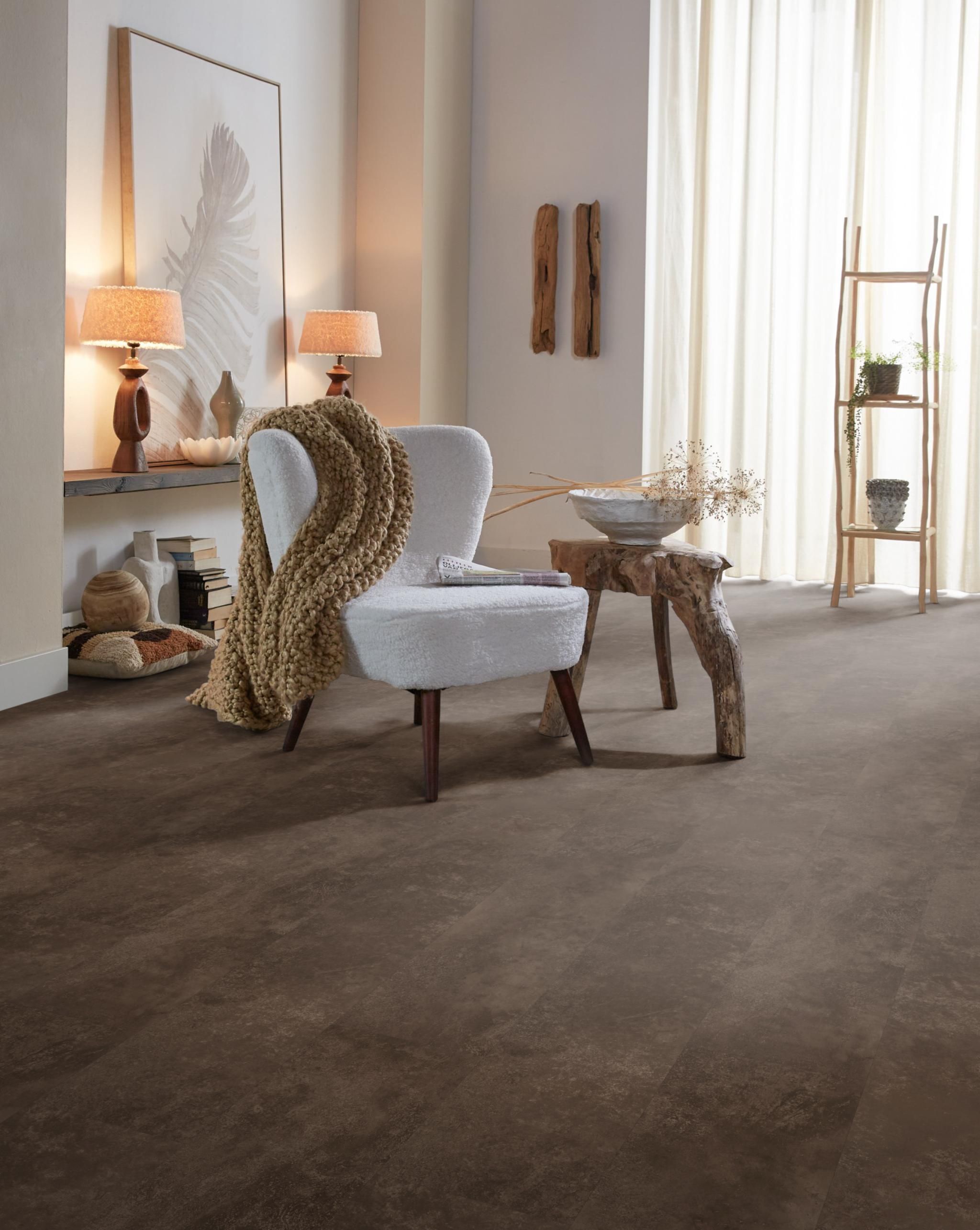 Ambiant Viretto 8560.2023.19 Close-up van steenlook Brown PVC tegel plak pvc met natuurlijke tekening