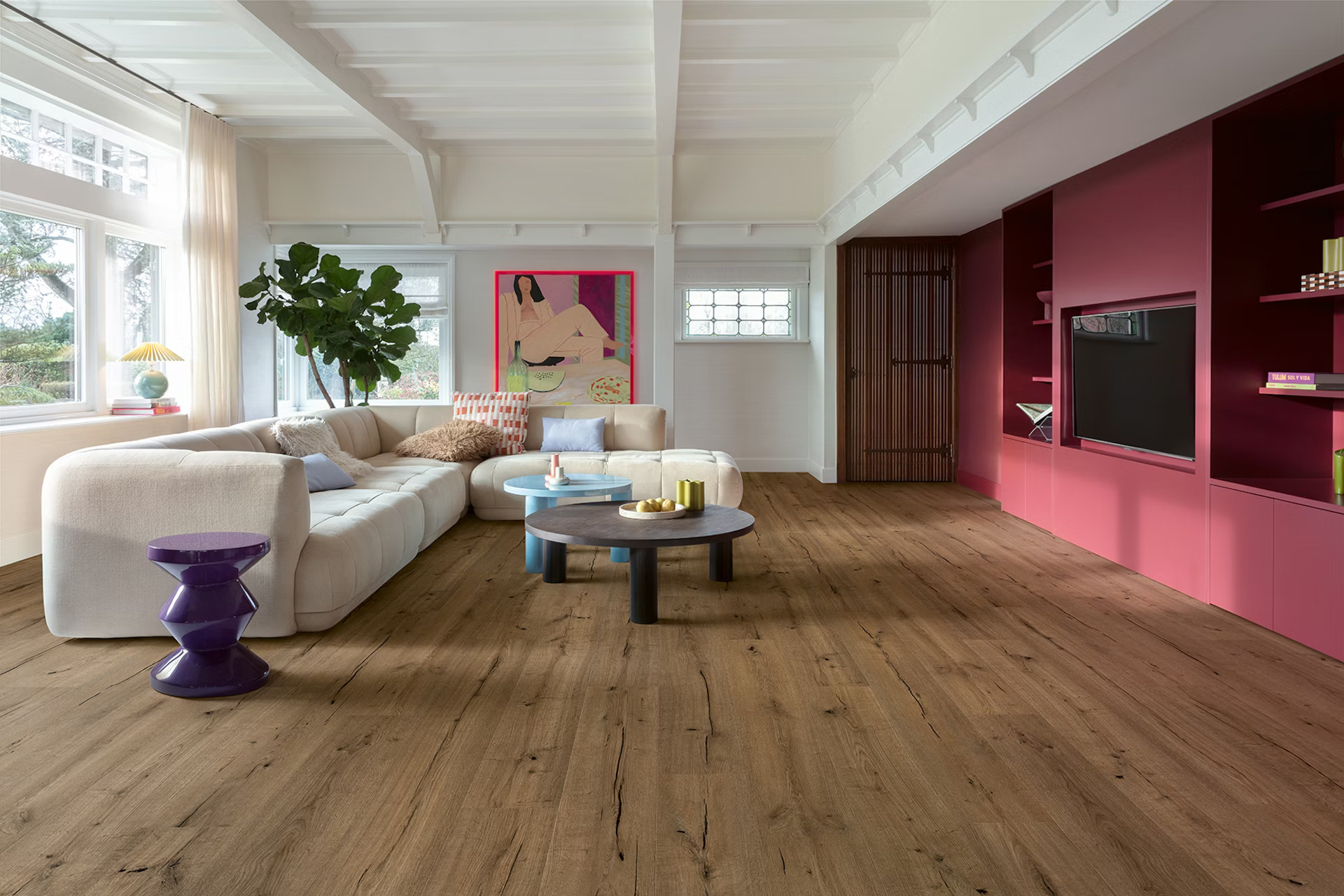 Sfeerfoto Floorify F038T Cafe Rene Lange Planken Click click pvc in interieur