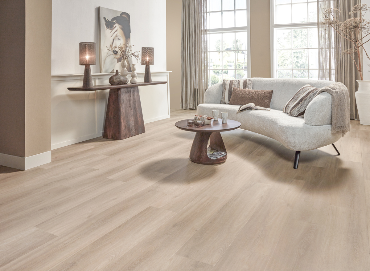 Floer Natuur PVC FLR-3040 Legpatroon en afwerking Callantsoog Cremewit PVC plank plak pvc met rustige tekening