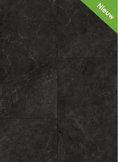 Sfeerfoto Carrara Graphite 2702 in woonkamer, click pvc tegel 