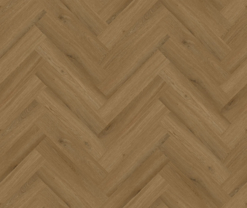Castell Ultimate 880 Cedar Honey 283 plak PVC visgraat detail van houtstructuur en matte afwerking