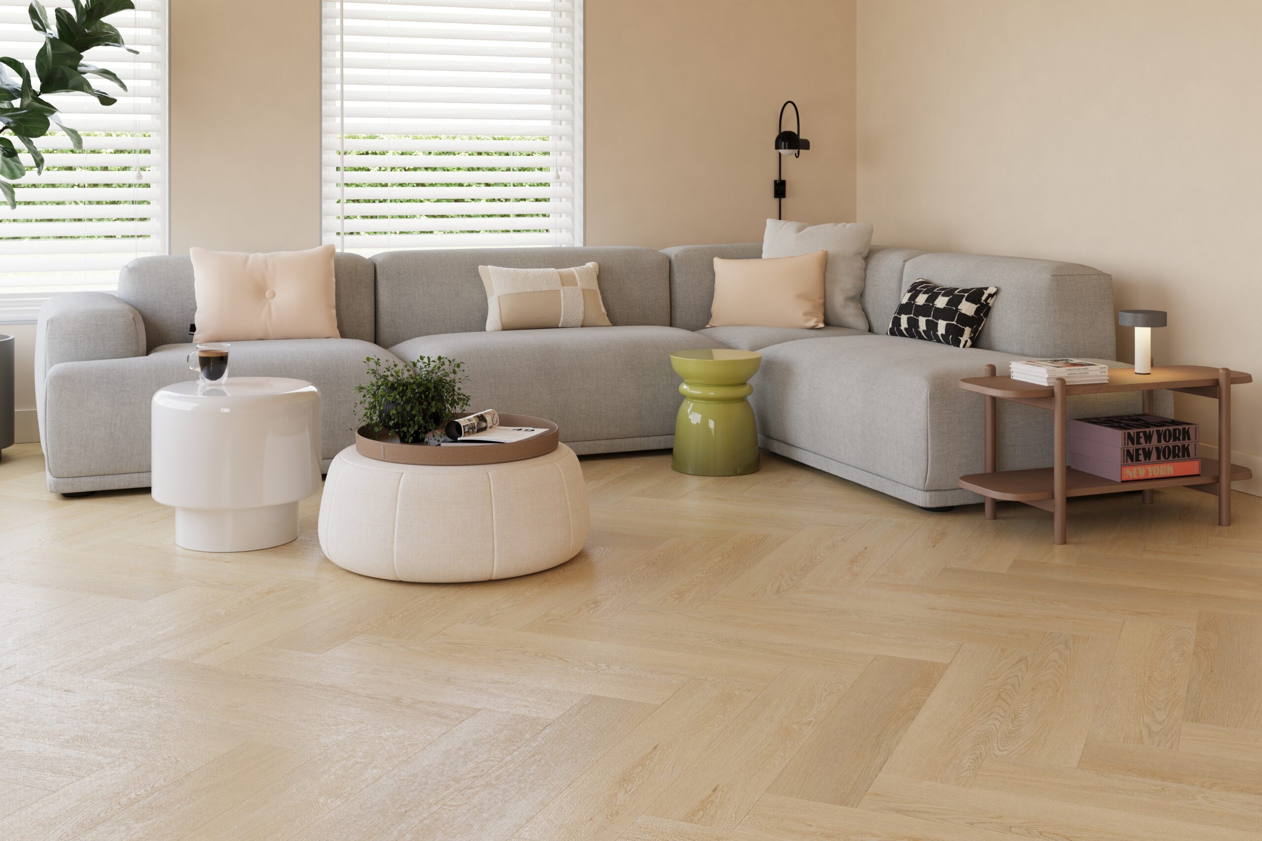 Castell Ultimate 880 281 Cedar Maple visgraat visgraat plak pvc in woonkamer sfeerfoto