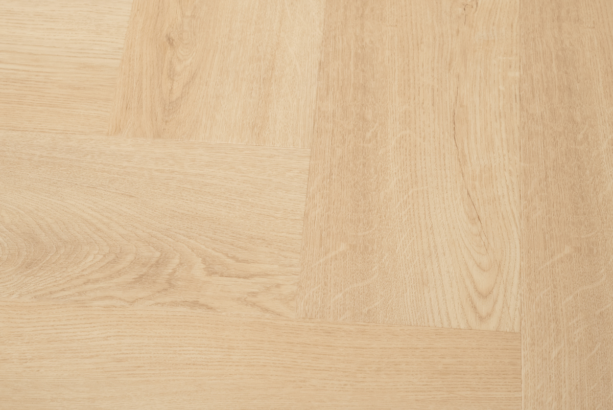 Floer Walvisgraat click PVC Cetus Creme FLR-3916 click PVC visgraat close-up met zicht op structuur en kleurverloop