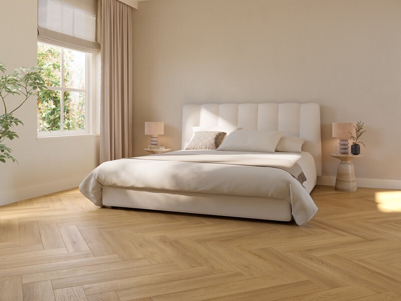 Ground Studio Select Oak Classic V.10.60.1 visgraat plak PVC detail van kleurnuance en plankverbinding