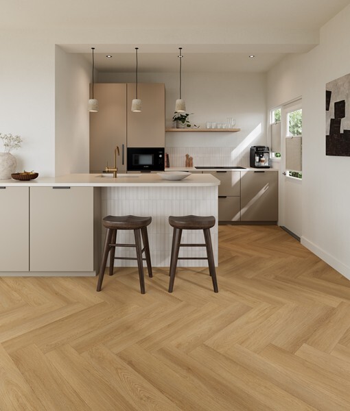 Ground Studio Select Oak Classic VC.20.60.1 visgraat click PVC in interieur sfeerfoto