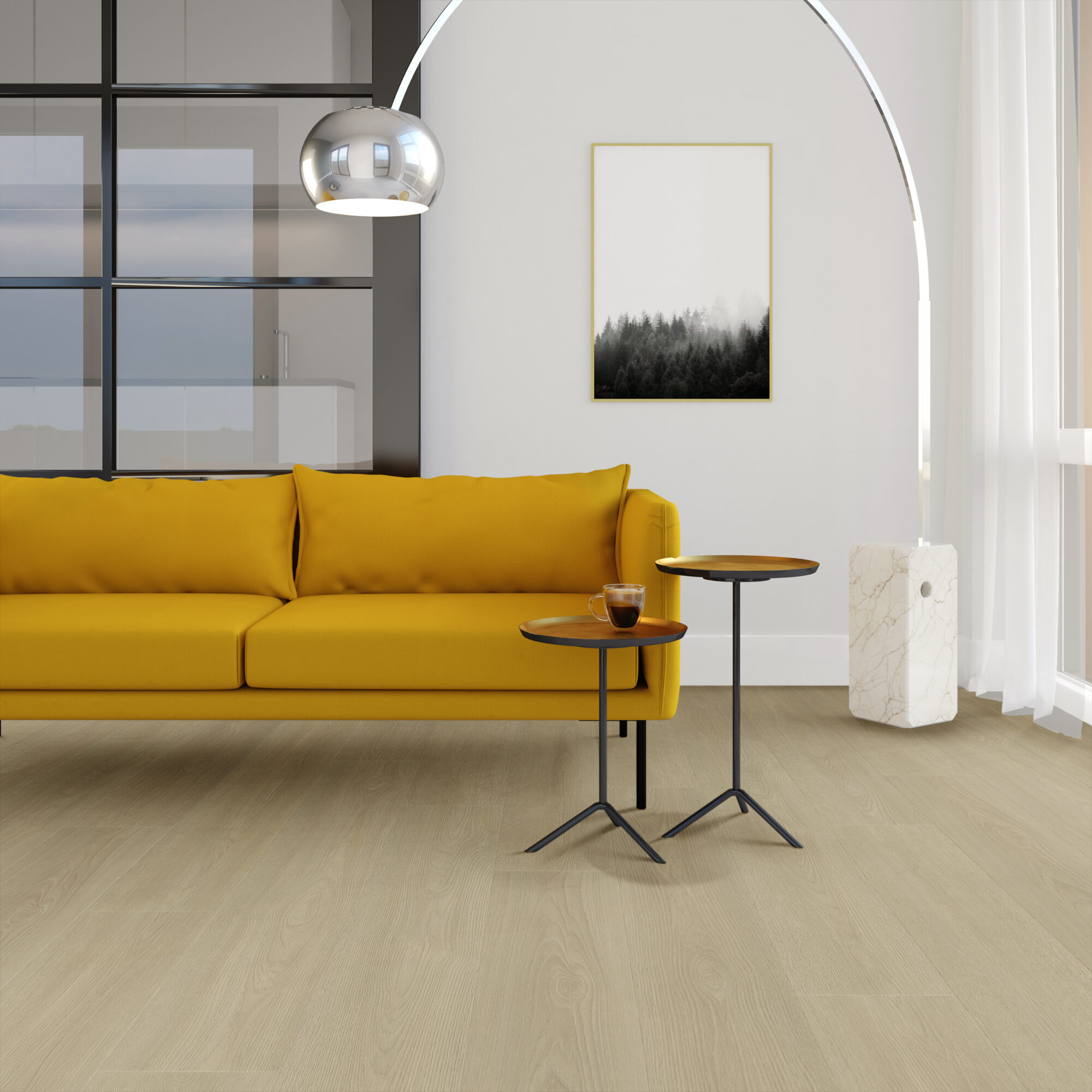 VivaFloors Bordeaux 8530 click PVC plank gelegd in een warm ingericht interieur