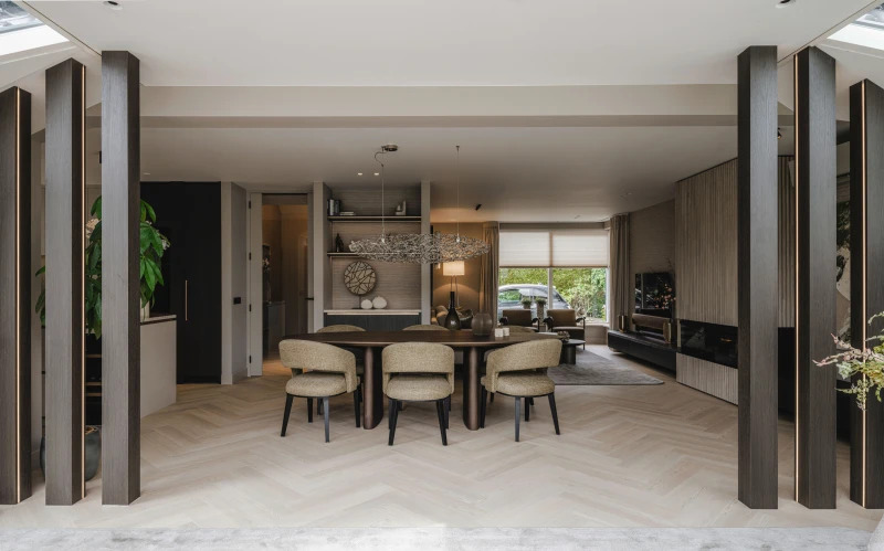 Detail van matte houtstructuur Therdex Premier Visgraat Click 7581