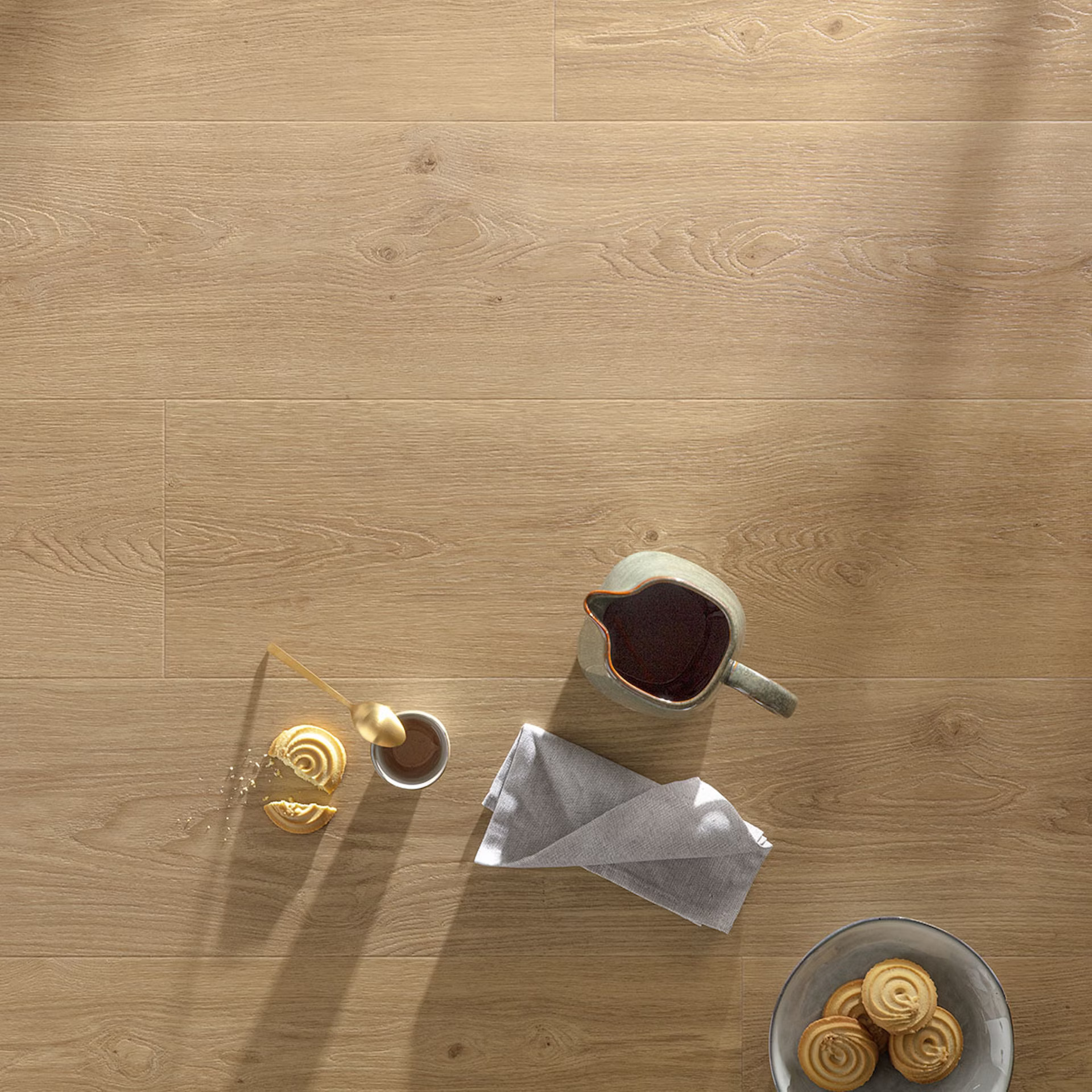 Floorify Lange Planken Cognac plak pvc detail houtdessin