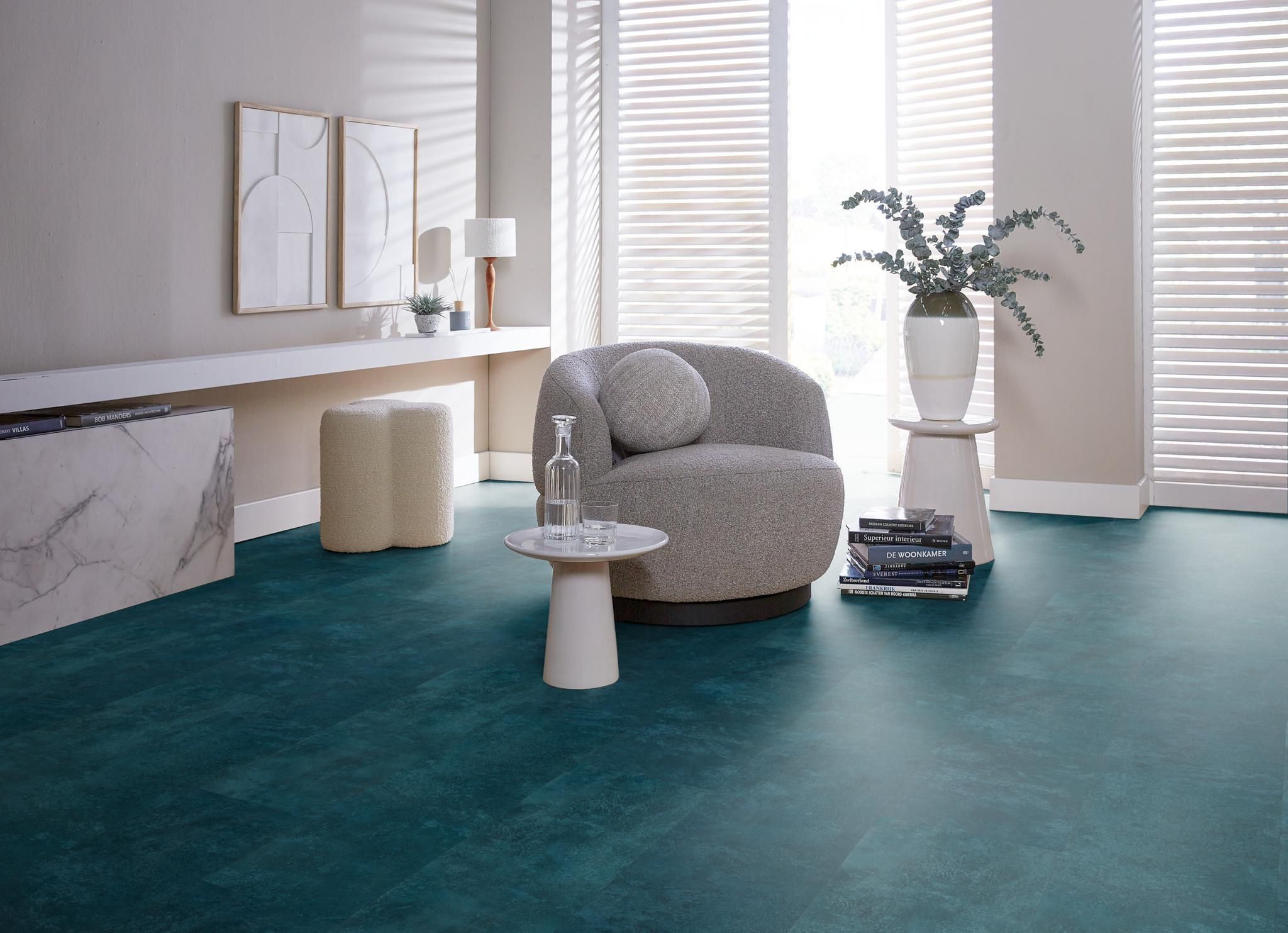 Ambiant Viretto 8560.2033.19 Close-up van steenlook Dark Blue PVC tegel plak pvc met natuurlijke tekening