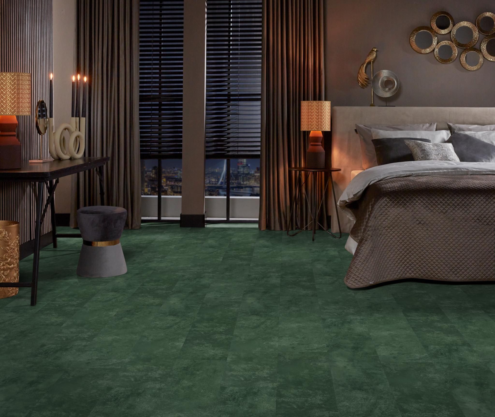 Ambiant Viretto 8560.2031.19 Close-up van steenlook Dark Green PVC tegel plak pvc met verfijnde afwerking