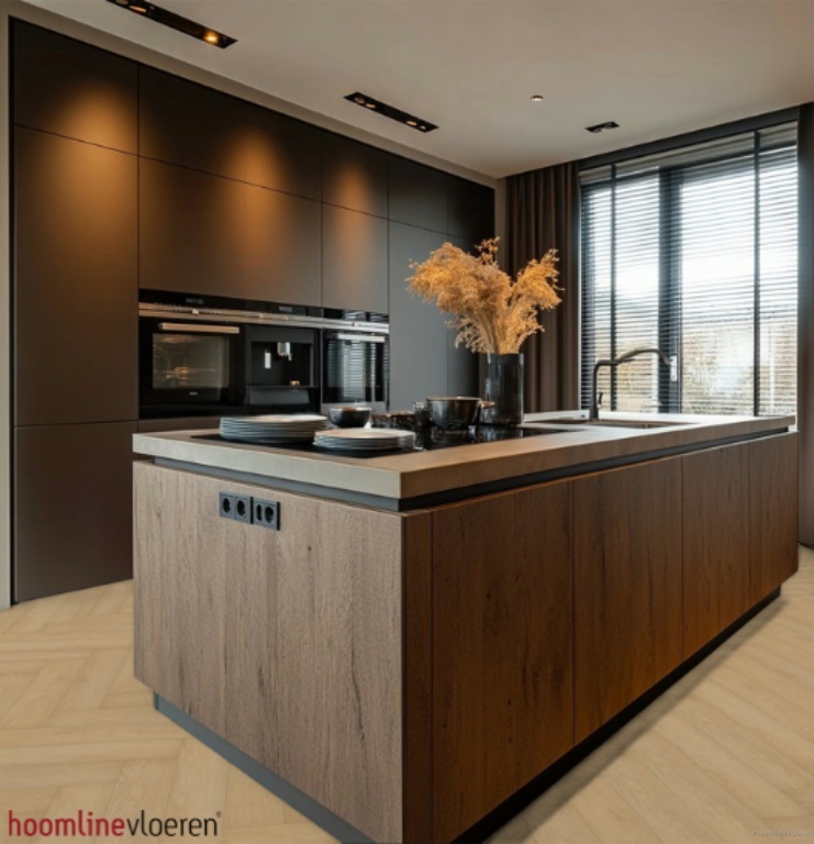 Hoomline Prestige Visgraat Click 5052 Davos visgraat click pvc in woonkamer sfeerfoto