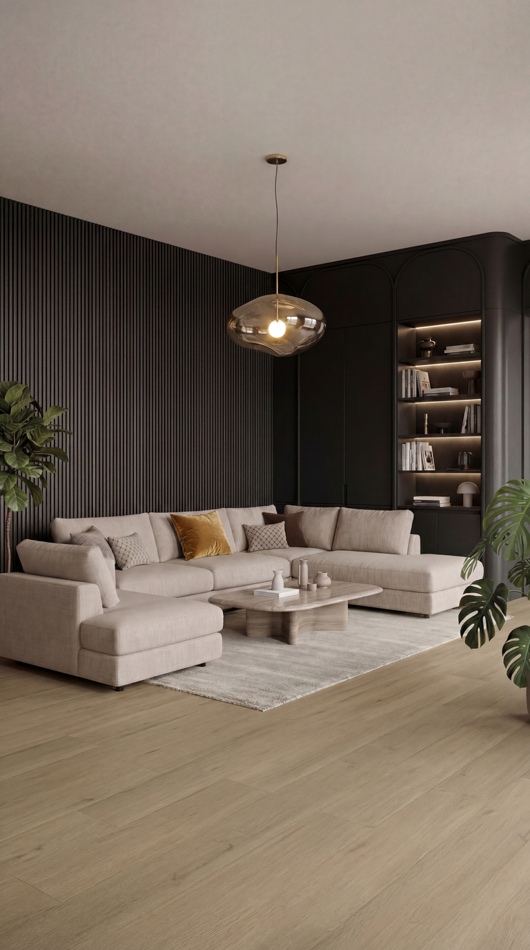 Gelasta Purio Double Smoked 1040 plak PVC plank in woonkamer sfeerfoto