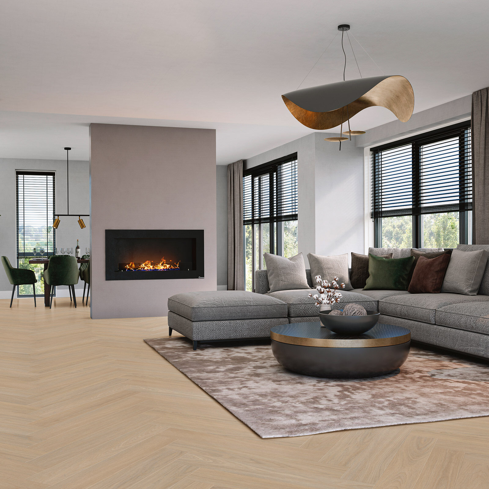 VivaFloors Bologna 7810 plak PVC visgraat toegepast in een lichte hal