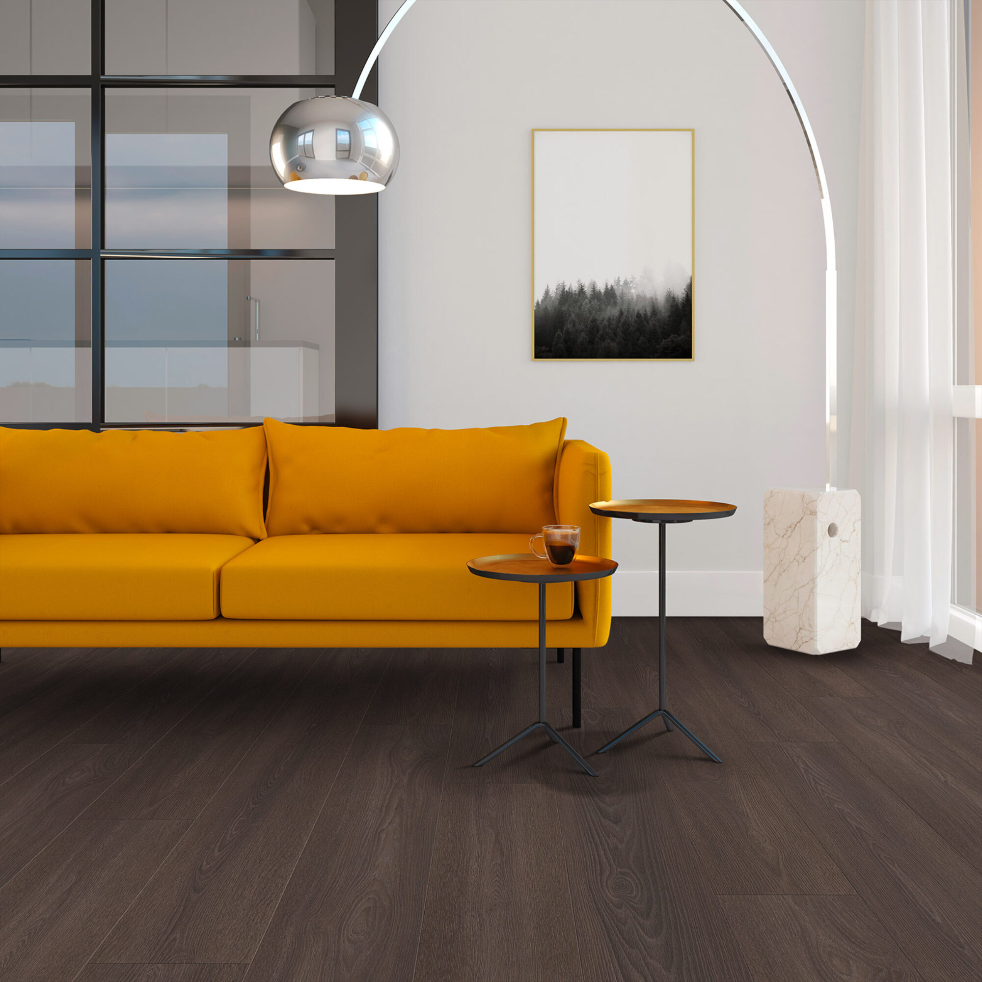 VivaFloors Bordeaux 8560 plak PVC plank toegepast in een stijlvolle woonkamer