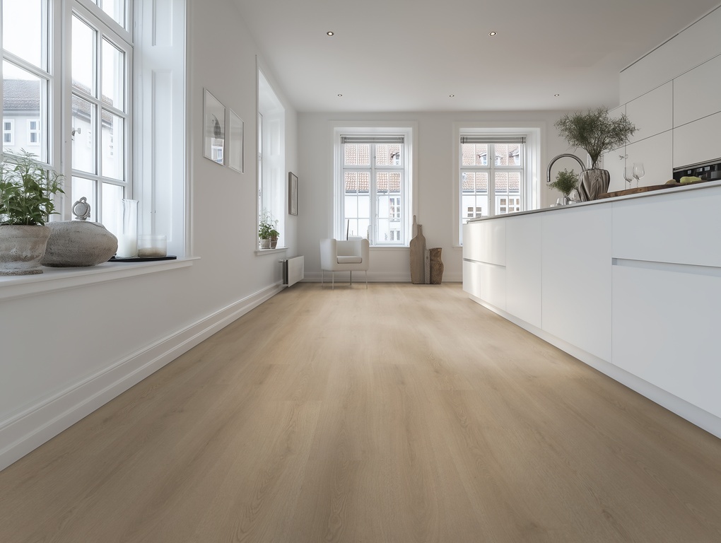 Belakos Puro 460 plak PVC plank in een sfeervolle woonruimte met natuurlijke uitstraling
