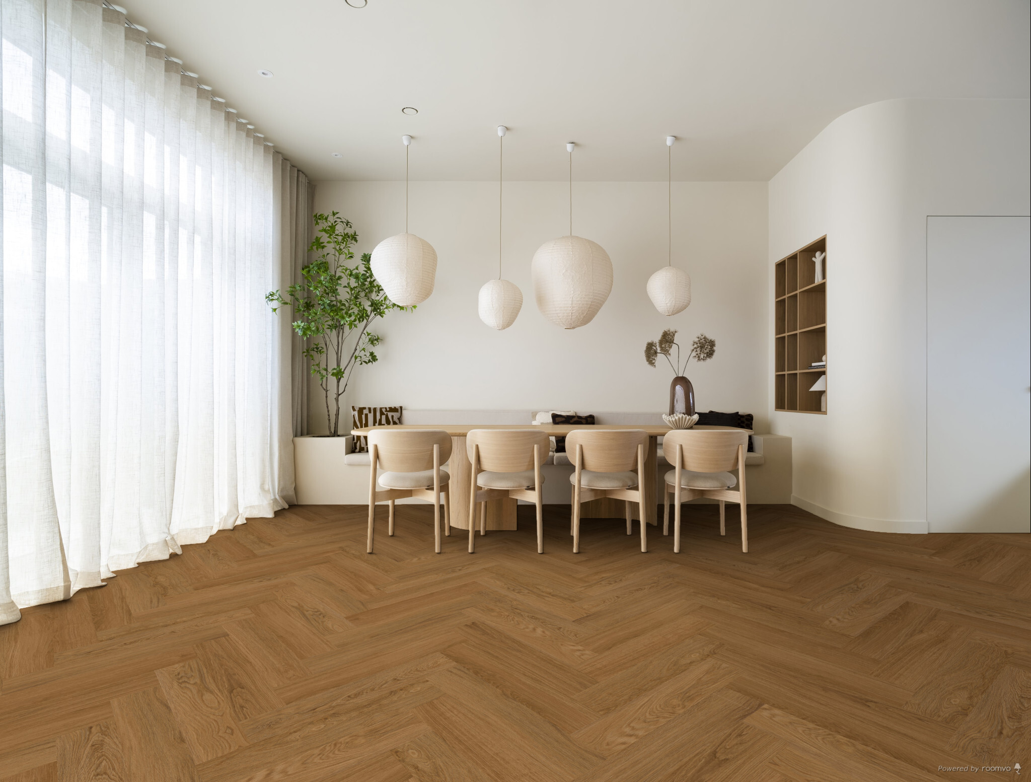 Therdex Classic 7525 visgraat plak pvc in woonkamer sfeerfoto