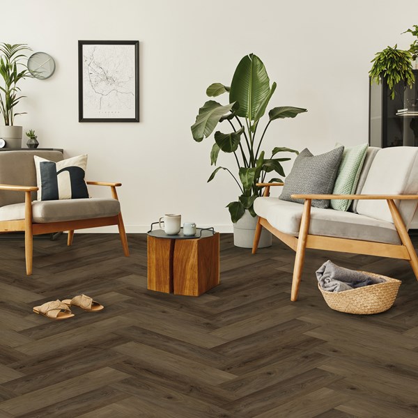 Bodiax Aringa BP380 visgraat 125-V Dusk visgraat plak pvc in woonkamer sfeerfoto