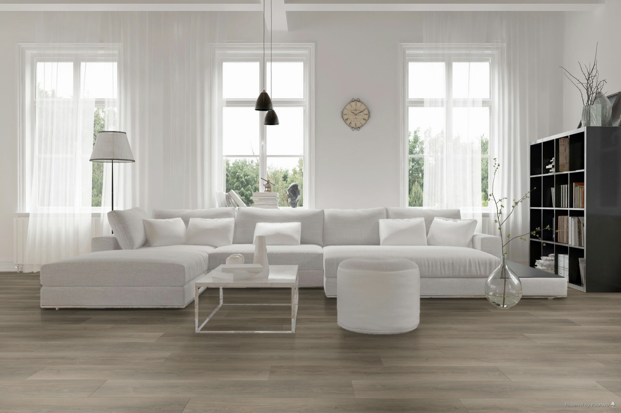 sfeerfoto Eiken Bruin PVC plank click pvc in woonkamer SKU 5561