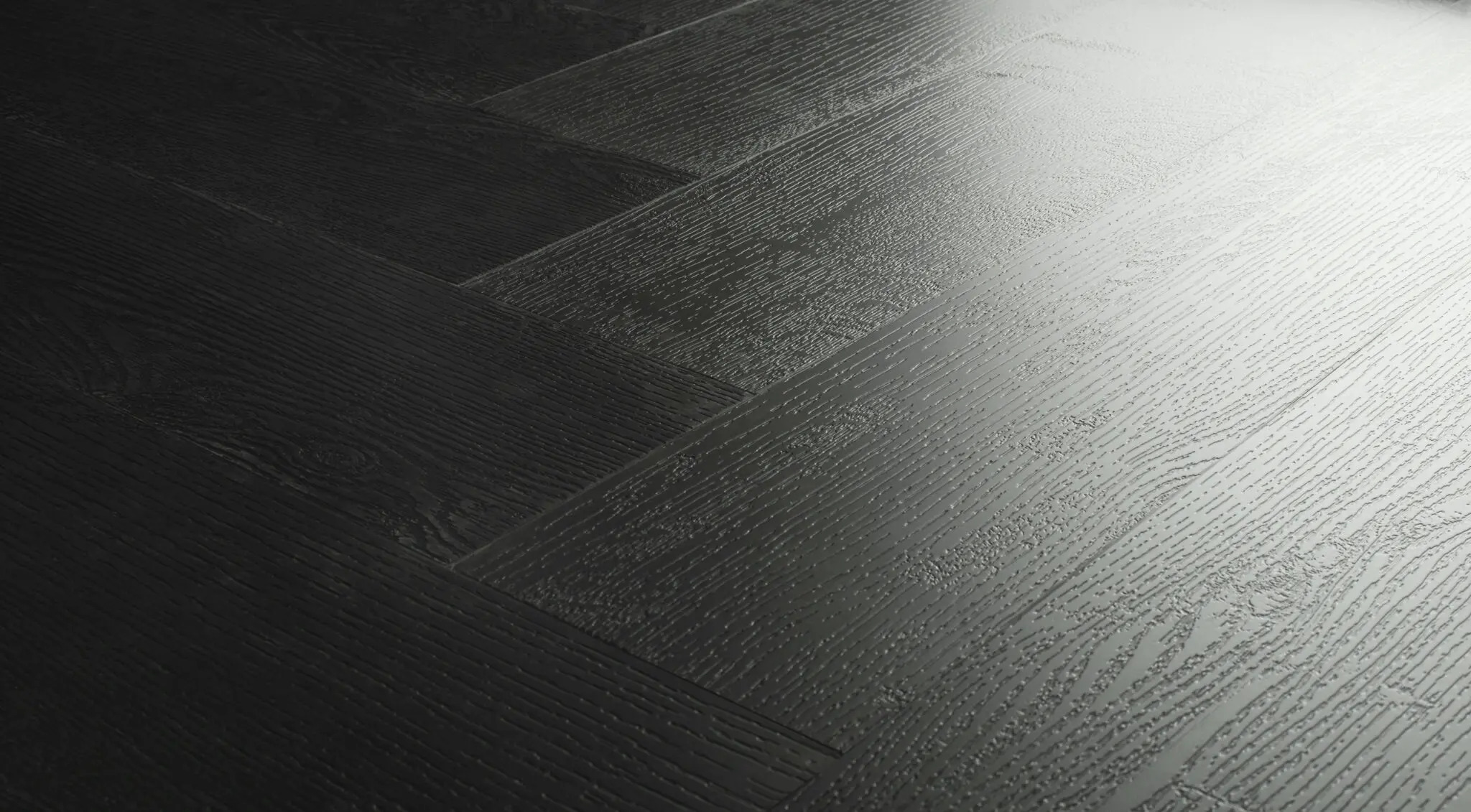 Hebeta Largo Visgraat 77811 Close-up van houtdessin Eiken Zwart visgraat plak pvc lichte kleurtoon