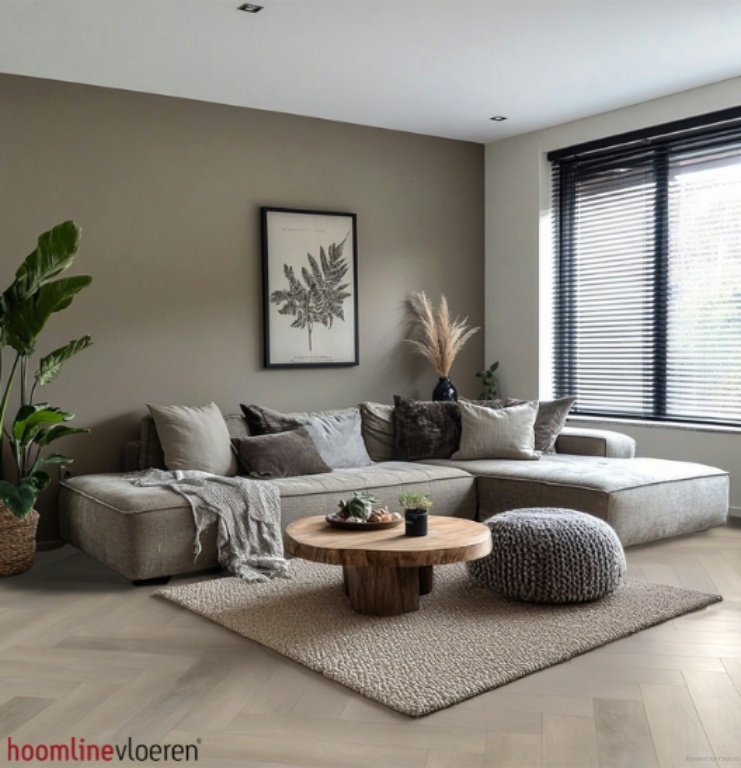 Hoomline The Hamptons Visgraat 965 Elmont visgraat plak pvc in woonkamer sfeerfoto