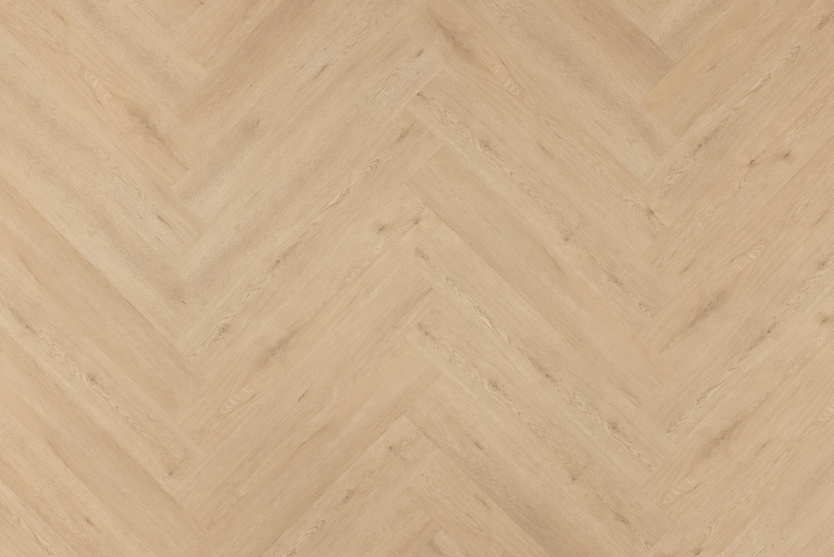 Floer Walvisgraat PVC FLR-3527 Detail van de structuur Gaia Grijsbeige walvisgraat plak pvc warmteweerstand 0.019 met matte
