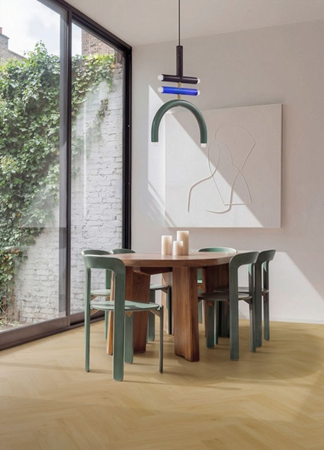 Moduleo Roots 86871V Galtymore Oak Visgraat visgraat plak pvc in woonkamer sfeerfoto