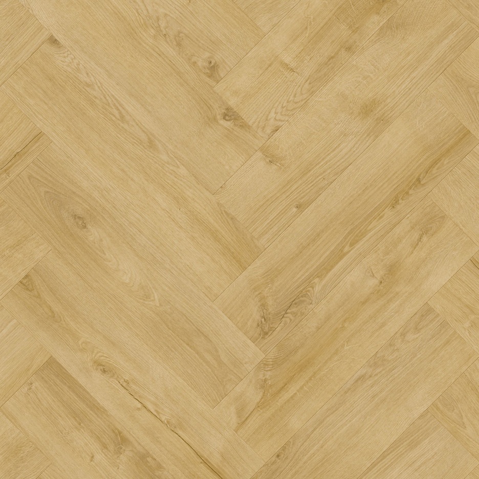 Moduleo Roots Galway Oak 87243 plak PVC visgraat detail van houtstructuur en matte afwerking