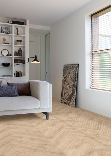 Moduleo Roots 87245V Galway Oak Visgraat visgraat plak pvc in woonkamer sfeerfoto