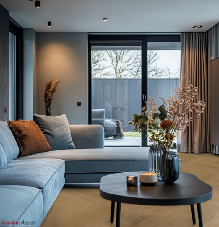 Hoomline Elegance Visgraat 51313 Giraf visgraat plak pvc in woonkamer sfeerfoto