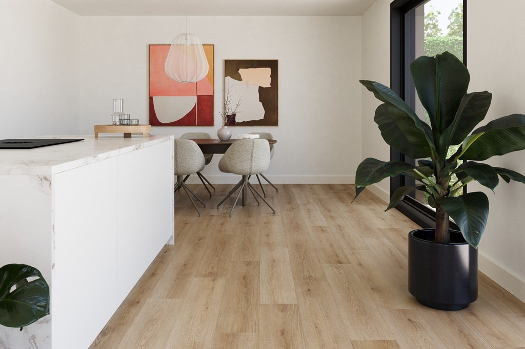 Castell Supreme 312 SPC 052 Honey Brown click PVC vloer met warme houtkleur