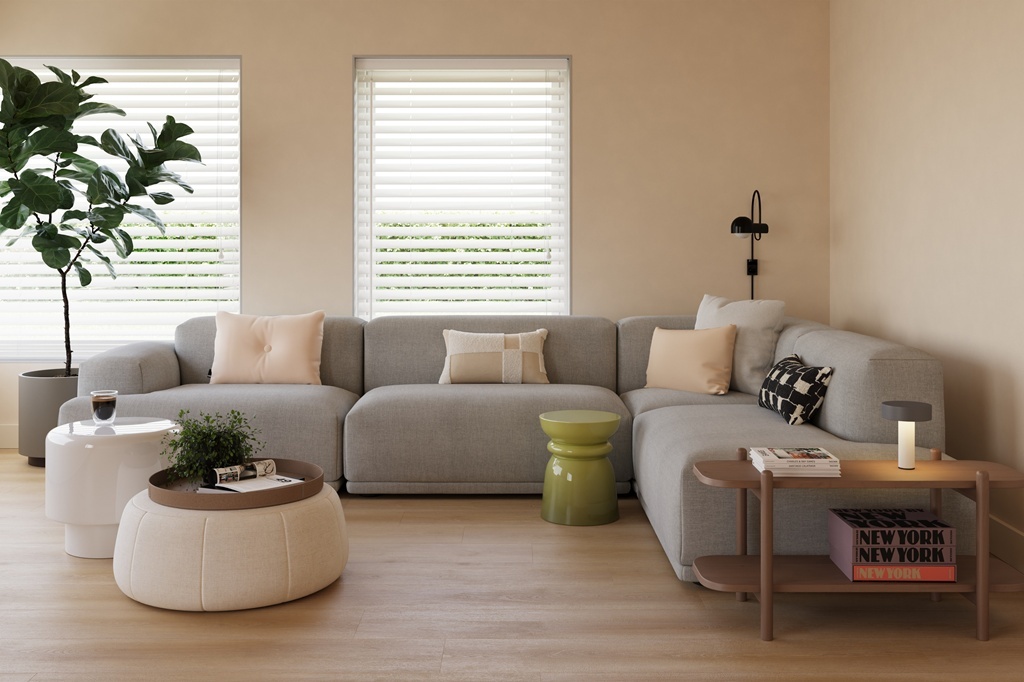 Castell Supreme 812 Planks XL 154 Honey Grey PVC plank plak pvc in woonkamer sfeerfoto