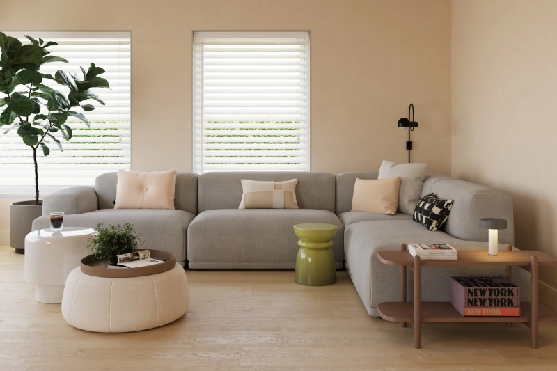 Castell Supreme 812 153 Honey Naturel PVC vloer met subtiele houtstructuur in modern interieur