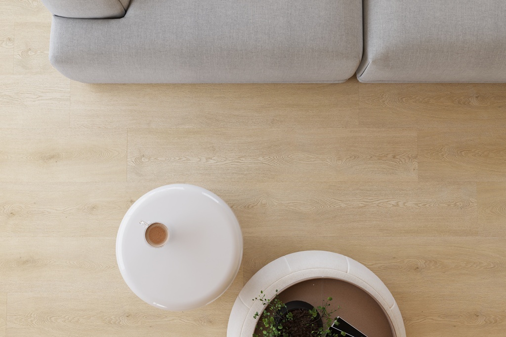 Castell Supreme 312 SPC Honey Naturel 53 click PVC plank close-up van de voelbare decorstructuur