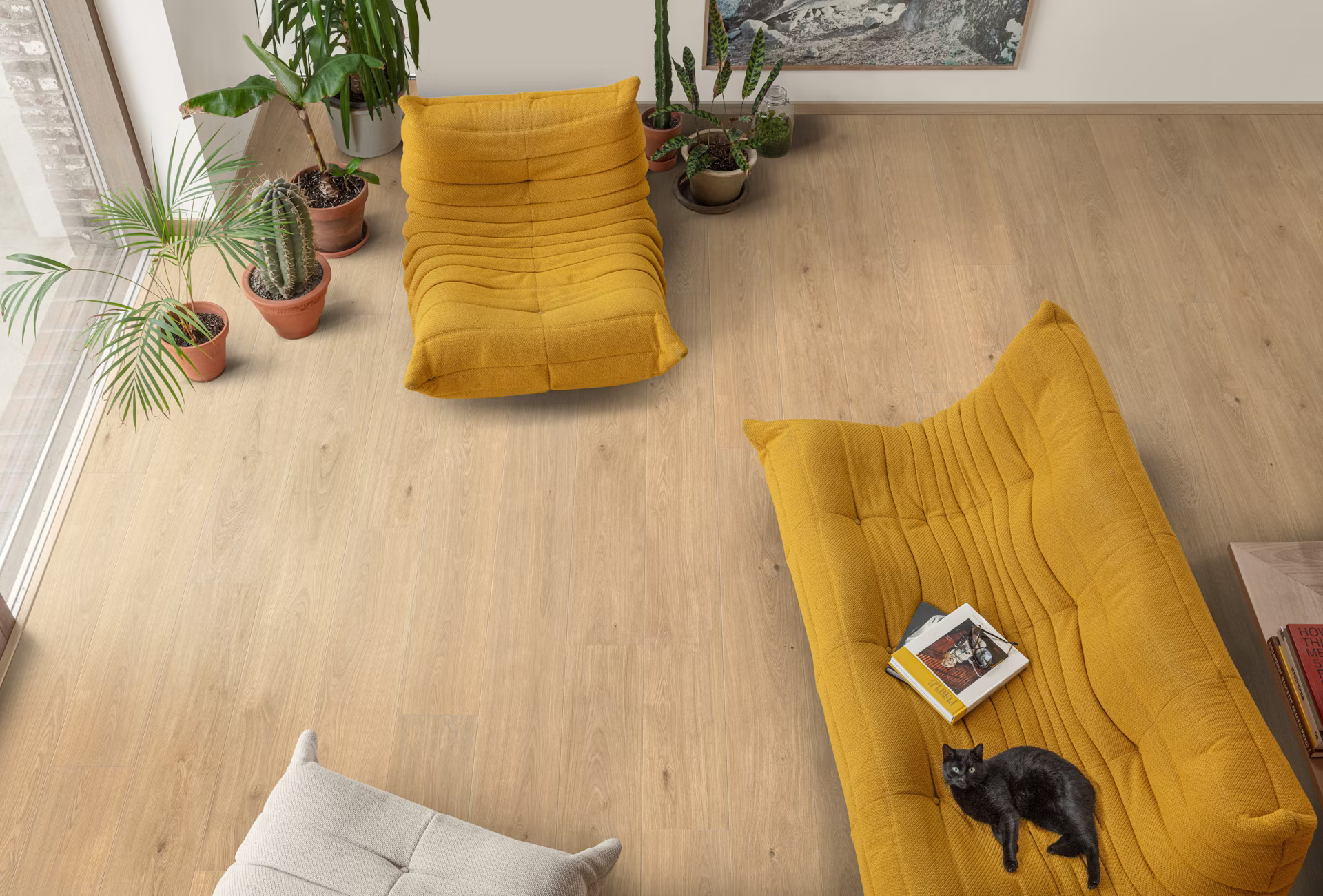 Floorify XL Planken Click F096 Ile de Re PVC plank click pvc in woonkamer sfeerfoto