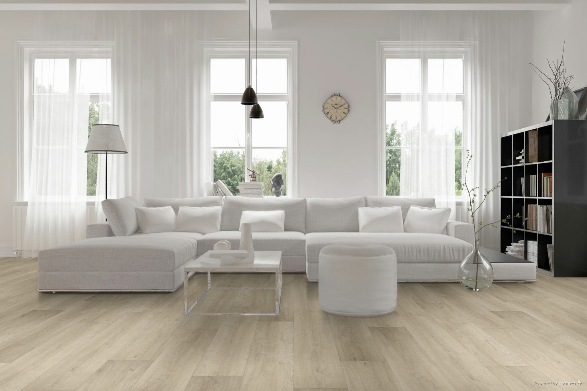 Hebeta Largo 501323 Licht Eiken Robuust PVC plank plak pvc in woonkamer sfeerfoto