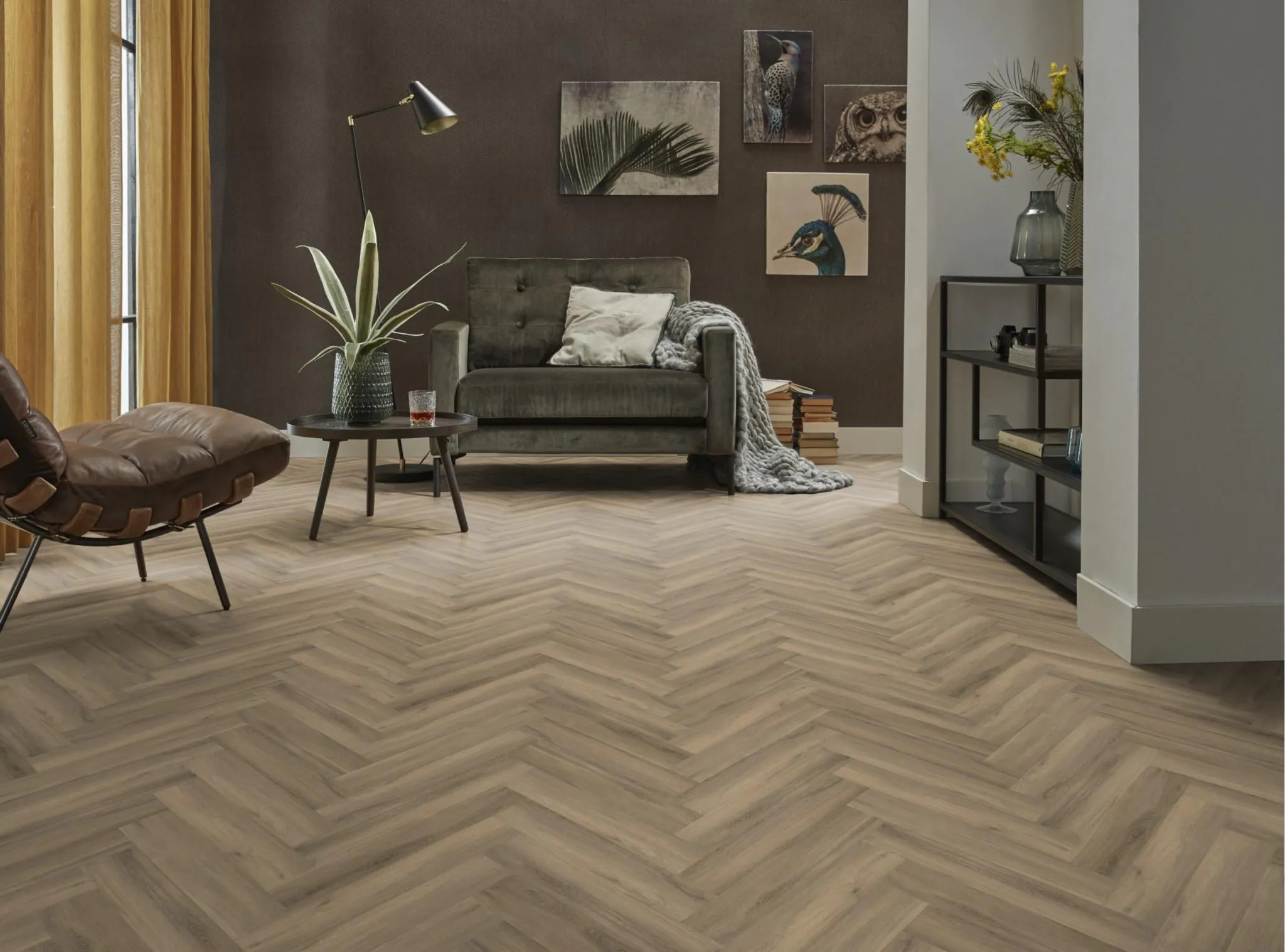 Ambiant Spigato Avanto Visgraat Click 6158.3502.19 Light Brown visgraat click pvc in woonkamer sfeerfoto