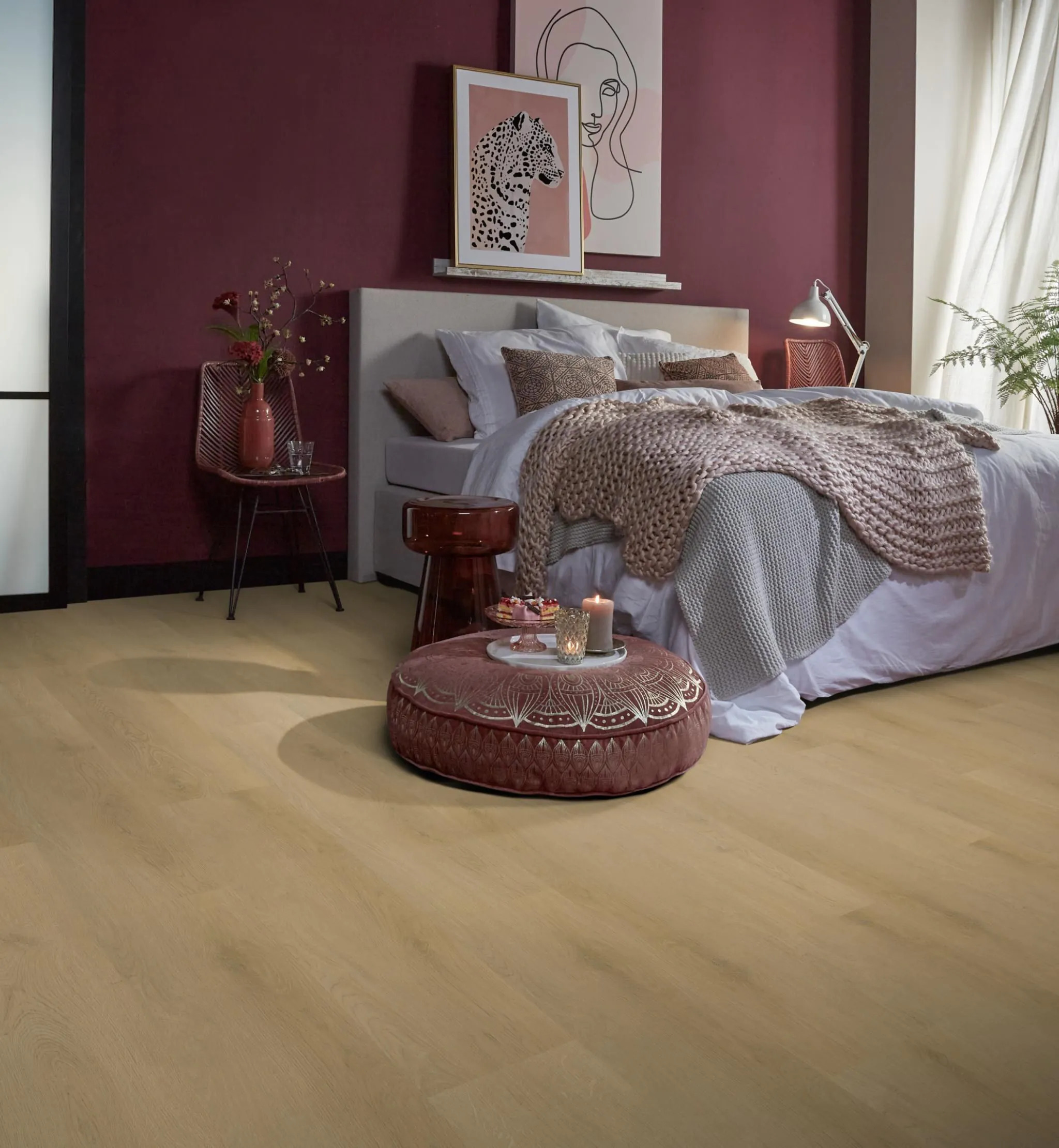 sfeerfoto Navaro Light Oak PVC plank plak pvc in woonkamer