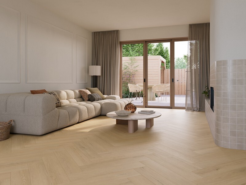 Ground Studio Pure Oak Light Smoked VC.20.50.2 visgraat click PVC in interieur sfeerfoto